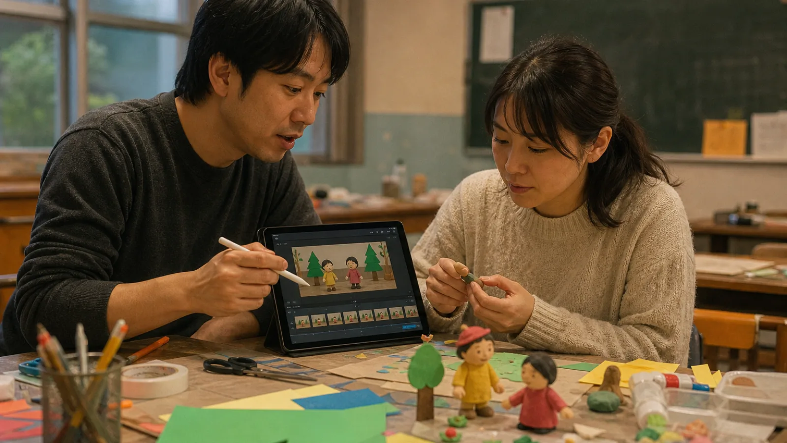 アニメーション制作に取り組む大人たち